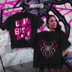 UNDISPUTED AJ Lee Love Bites Back Heavy Cotton WWE Double Sides Unisex T-shirt For Wrestling Fan AJ Mendez Return Apparel Menswear Womenswear Gift For Fans DTG Breathable Printing Classic Soft