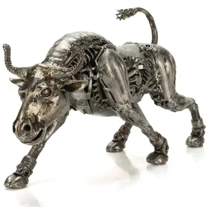 Charging Bull Inspired Recycled Metal Art Sculpture