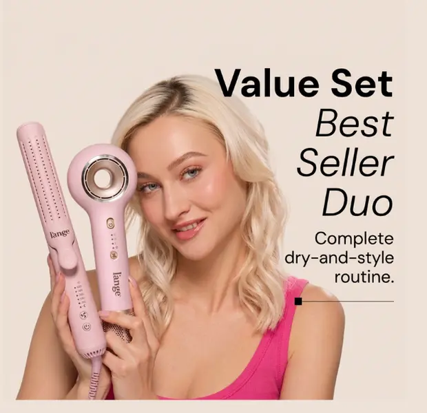 L'ANGE HAIR - Best Seller Duo, Two most-loved styling tools for a complete dry-and-style routine ∘ Delivers ultra-fast drying with advanced ion technology for frizz-free, shiny results, Curls, straightens, and waves with one lightweight, versatile styler,