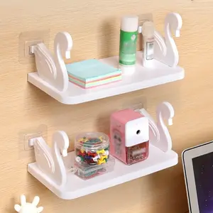 1pc swan-designed wall shelf, a versatile storage rack suitable for bathrooms, kitchens, and offices.