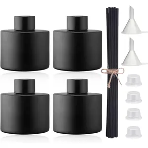 4 count 100ML Glass Diffuser Bottles Black, Refillable Empty Perfume  Reed Bottles with 20 count Reeds Sticks & Caps & Funnel, Diffuser Jars for DIY  Oil Wedding Party Decoration