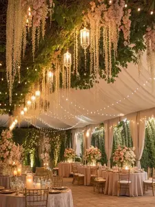 Decor Fabric Curtains- 5FT x 36FT -Cortinas de 5 pies x 36 pies, para el techo de tu carpa, 1 COSTURA EN EL CENTRO )