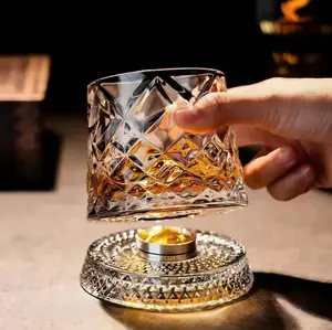 Luxury 360° Spinning Crystal Glass – Star-Cut Stress Relief Whiskey & Wine Glass, Elegant European Barware Gift，Rotating Glass Cup Spinning Glass Cup