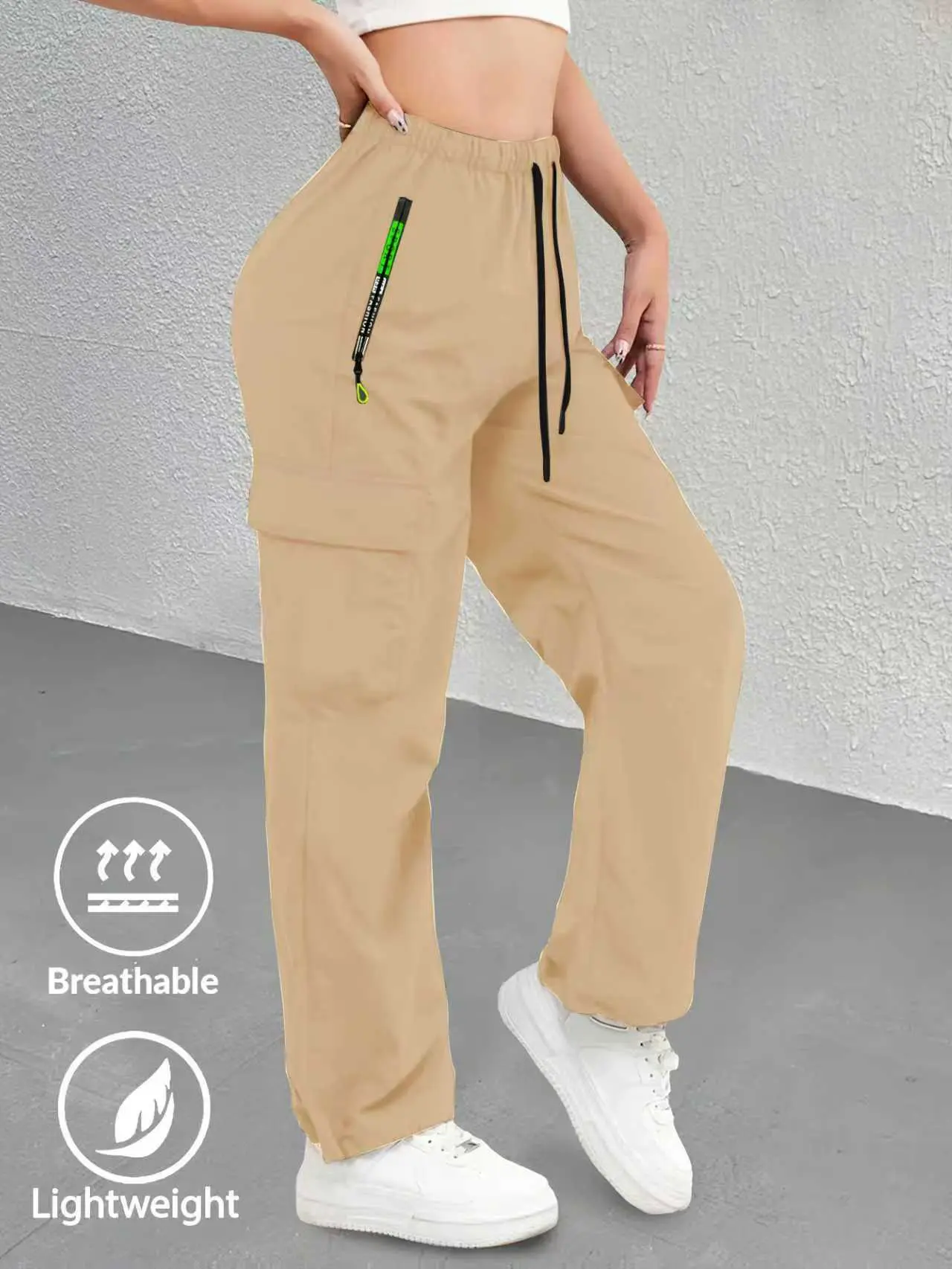 Women’s summer quick-dry cargo pants — breathable, lightweight, straight-leg athletic casual trousers