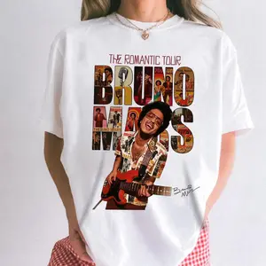 Bruno The Hooligan Romantic Tour Unisex T-Shirt, Bold Retro Collage Music Poster Design, Great Gift Idea for Music Lovers