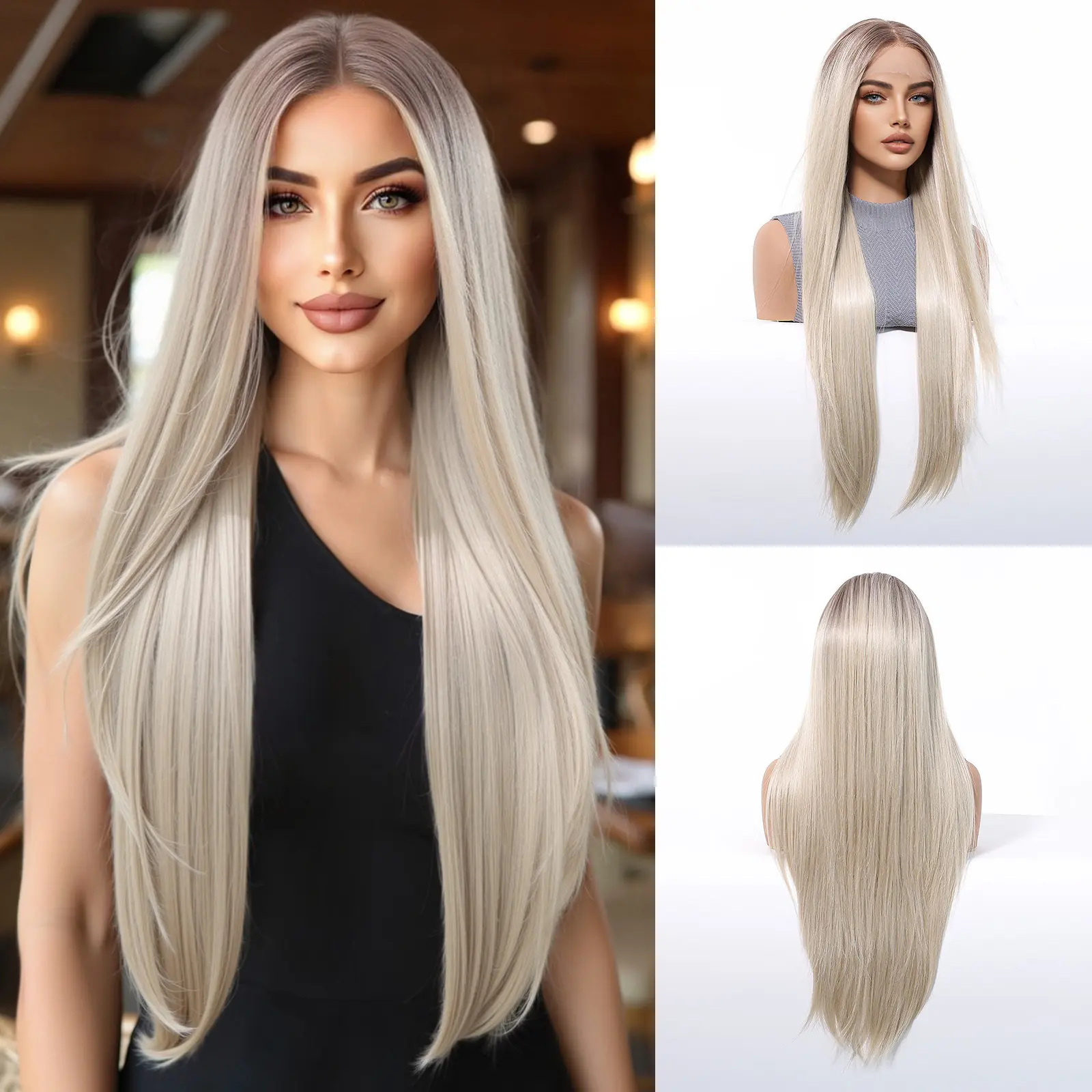 Women's Synthetic Lace Wigs - 13*6 Lace Front Full Machine Wig, Breathable Full Cap Net, Free Parting, for Daily Use