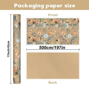 Vintage Floral Butterfly Wrapping Paper Roll, Kraft Gift Wrap, Rustic Boho Style, Ideal for Gifts, Birthdays, Holidays