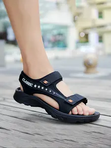 Men's Breathable Open-Toe Sandals, Hook Loop Closure, Non-Slip Durable Eva Sole, Waterproof Beach Casual Shoes, Anti Slip Sandals