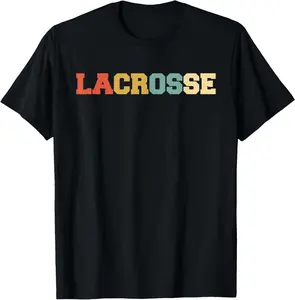 Lacrosse Vintage Retro T-ShirtBlack Cotton T