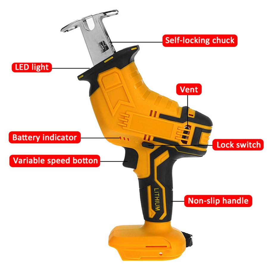 Cordless Reciprocating Saw with 2 Batteries & Charger, 4 Blades -  Ergonomic Grip, Lightweight , Self-Locking Chuck for Wood/  PVC Cutting -Outdoor Garden DIY Tool, Modern Tool Design Home decoration