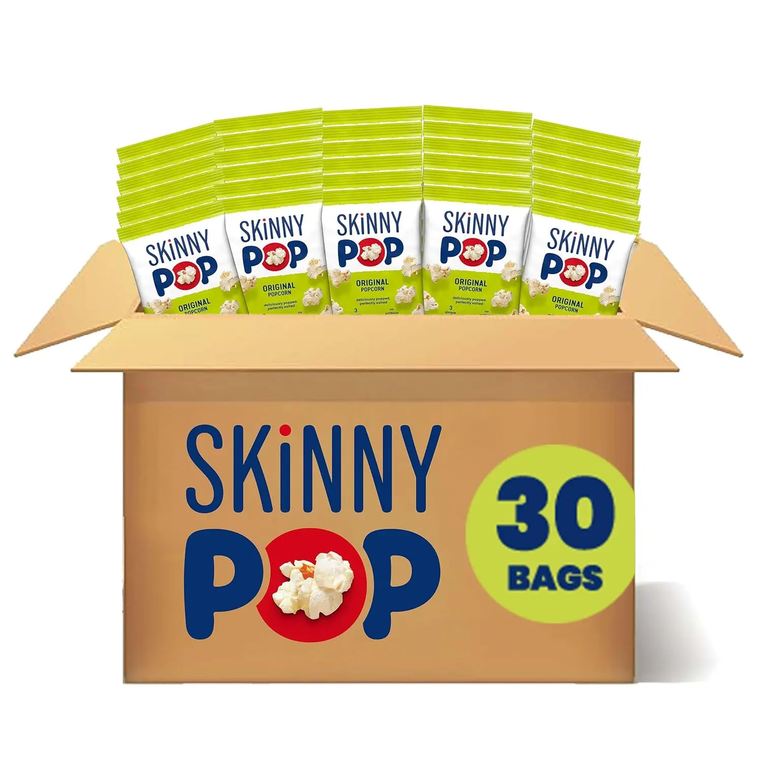 SkinnyPop Popcorn Bags, Original, Gluten Free Dairy Free Snacks, 30 ct | Snack box, Healthy Snacks for Adults and Kids, Vegan, For School and Office, 0.65 oz, 30 Skinny Pop Individual Bags