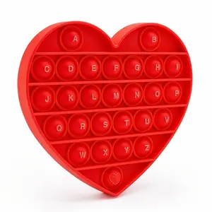 Fidget Sensory Toy for Girls Toddlers, Alphabet Red Heart Pop Bubble, Calming & Educational Toy for Focus and Fine Motor Skills, Autism & ADHD Support. Valentines, Xmas, Birthday Party Classroom Gift