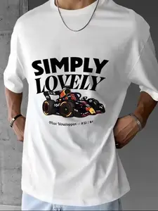 Summer New Simply Lovely F1 Racing T-Shirt, Vettel Support Edition, Loose Round Neck Unisex Short Sleeve, Casual All Seasons