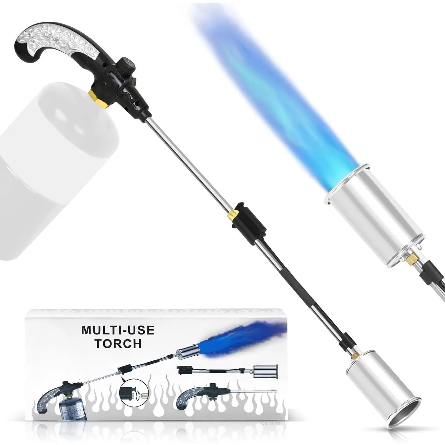 Propane  Weed Burner,High Output 800,000 BTU Heavy Duty Blow  30" Detachable Long Arm Propane Weed  & Flame Control for Weeds Garden,Stumps,Wood,Melting Ice,Snow Road,Roofing,Outside