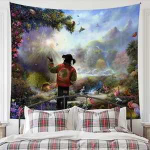 Rapper in The Garden Of Eden Pattern Tapestry, 1 Count Wall Hanging Tapestry for Bedroom Living Room Dormitory Decoration, Boho Floral Design Wall Decoration, Home Decor, Boho Shabby Chic, Tapestry Wall Mural