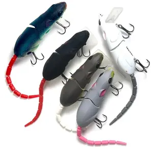 Topwater Mouse Lure! 5 / 7 Counts Available, Multi Jointed Swimbait with Hook, Lifelike Rat Fishing Lure, Must-Have Bass Fishing Gear