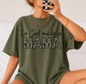Women's "So God Made A Mama" Printed Camo Hoodie - Cotton Spandex Fabric, Baggy Loose Classic Fit Unisex Crewneck Sweatshirt, Full Sizes, Full Colors, Casual Top
