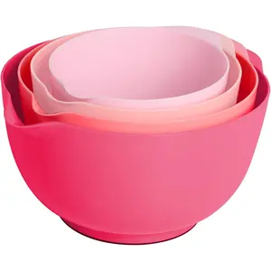 Classic Mixing Bowl Set, BPA Free Plastic, Microwave and Dishwasher Safe, Set of 4, Pink, 4.5 quarts
