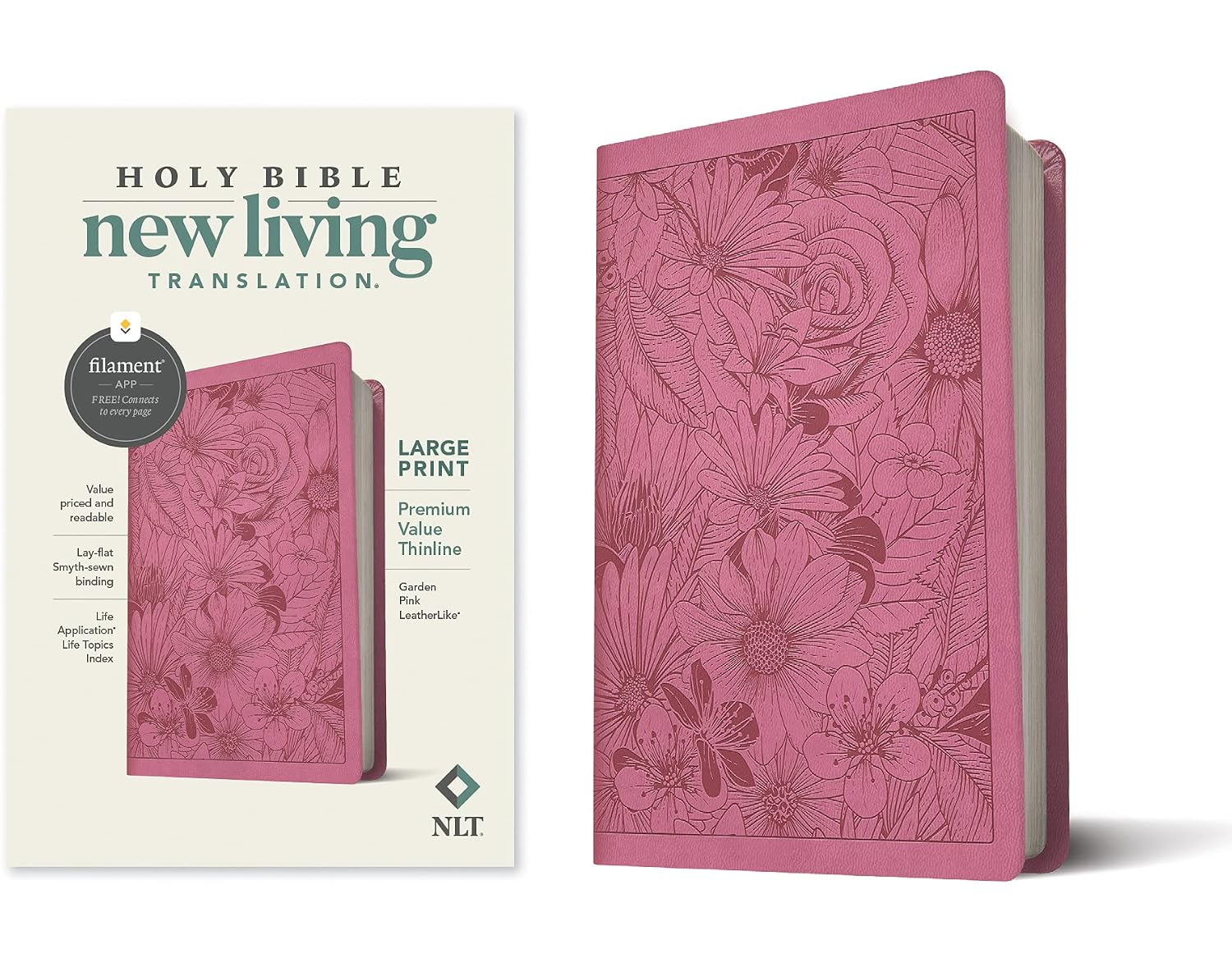 NLT Large Print Premium Value Thinline Bible, Filament Enabled (LeatherLike, Garden Pink) NLT Large Print Premium Value Thinline Bible, Filament Enabled (LeatherLike, Garden Pink)