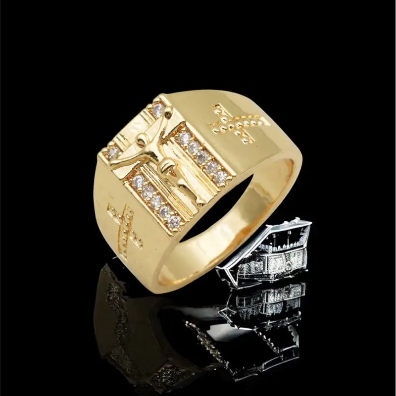 CEJEWELRY Jesus Christ Adjustable New Style Ring with High-Class CZ Stones Gold Plated in clear box Wedding Bands Anniversary Ring Elegant Ring