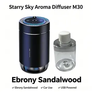 M30 Star Projector Car Air Freshener Diffuser - USB Rechargeable Ambient Light Diffuser for Car Interior, Bedroom, Ebony Agarwood/Cologne Scent