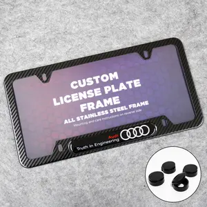 Front or Rear Carbon Fiber Texture License Plate Frame Protect Cover Fit Audi Decorate Accessories Gifts
