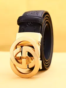 Men's Embossed PU Leather Belt, Casual Style Geometric Pattern, All-Season Fashion Accessory, Ideal for Commuting & Daily Wear