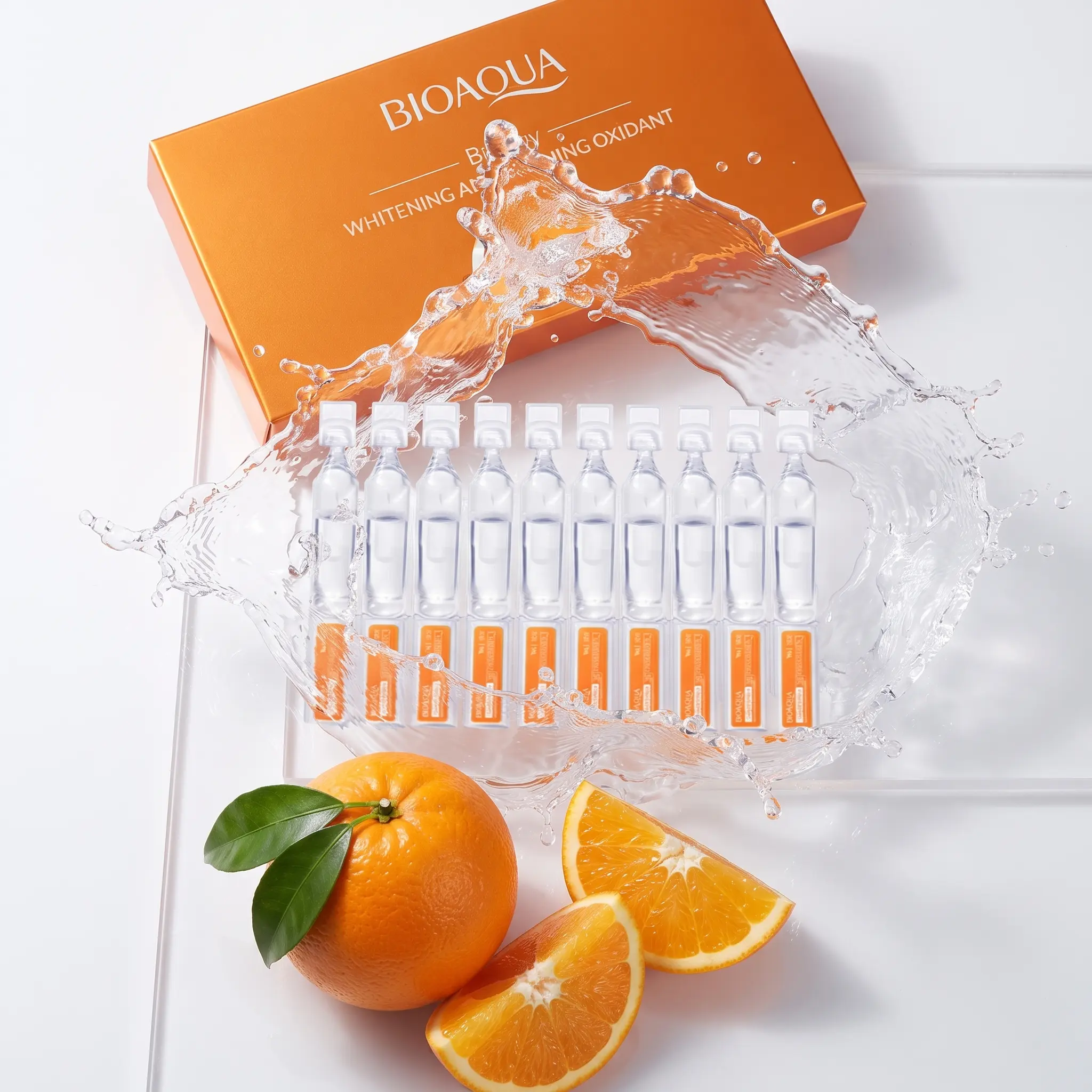 BIOAQUA Vitamin C Ampoule Serum for Travel, Single-Use Skincare Essence – Silky, On-the-Go Daily Routine facial skin moisturizing