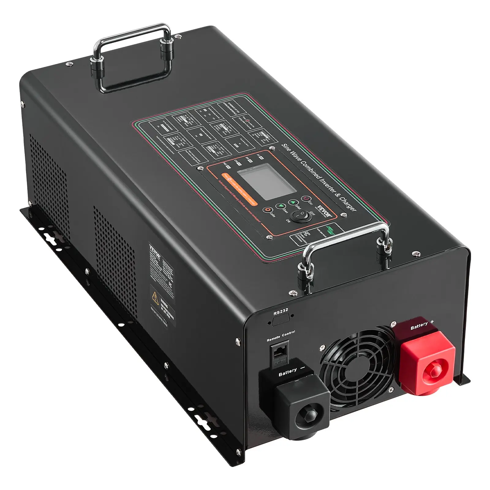 VEVOR Pure Sine Wave Inverter Charger, 5000 Watt, DC 24V to AC 120V Power Inverter with LCD Display, Remote Control, Solar Inverter for Off-Grid Solar RV Boat Home, Compatible with Various Batteries