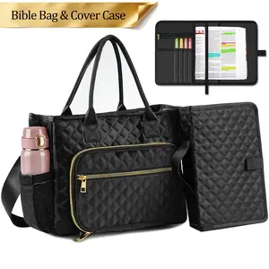 TAYTUU Bible Bag with Bible Cover Case for Women, Quilted Bible Church Tote Bag Book Carrying Case, Shoulder Strap,Bible Study Supplies, Bible Journaling Kit, Bible Study Gift, Accessories Valentines Day Christian Gift for Women Her