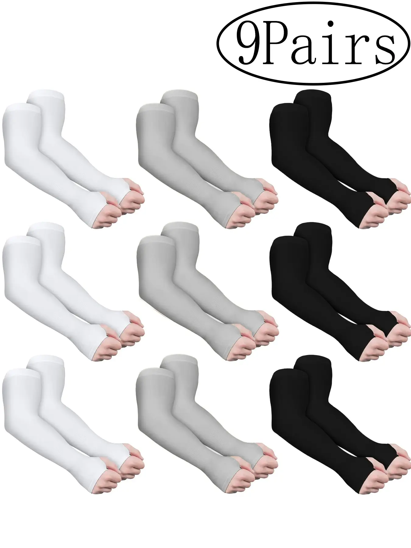 9 Pairs Cooling Arm Sleeves, UV Protection Ice Arm Covers for Cycling, Driving & Outdoor Sports, Unisex Multi-Color Options
