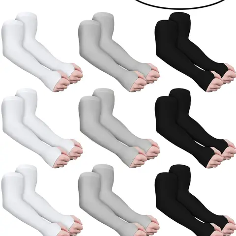 9 Pairs Cooling Arm Sleeves, Cooling Protective Sleeves, UV Protection Ice Arm Covers for Cycling, Driving & Outdoor Sports, Unisex Multi-Color Options