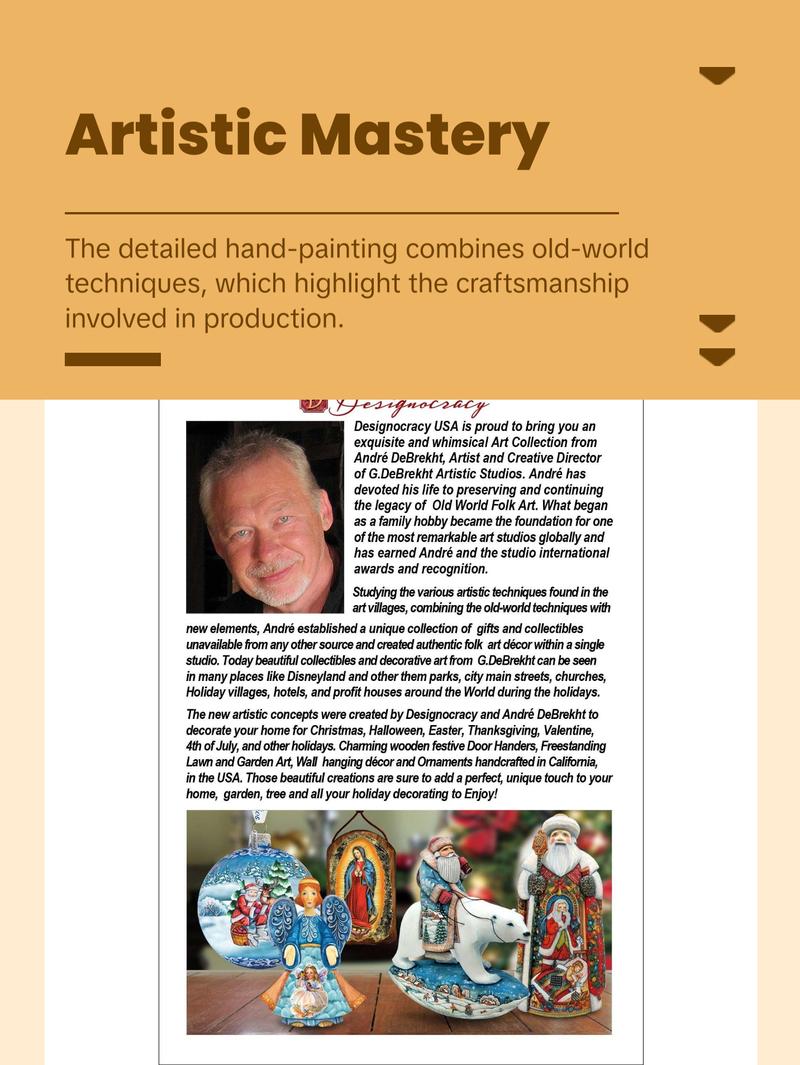 Three Kings Santa Hand-Painted WOODCARVED Masterpiece by G. DeBrekht - Nativity Holiday Decor - 210223SE