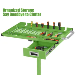 Heavy-Duty Mobile Workbench with Adjustable Height (35"-44.8"), 220 Lb Capacity, Locking Wheels & Steel Frame — Professional Rolling Work Table for Garage, Workshop, and DIY Projects