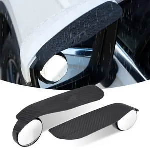 Car Side Mirror Rain Cover & Blind Spot Mirror Carbon Fiber Easy Install Stylish Black Design Enhances Visibility Safety Automotive
