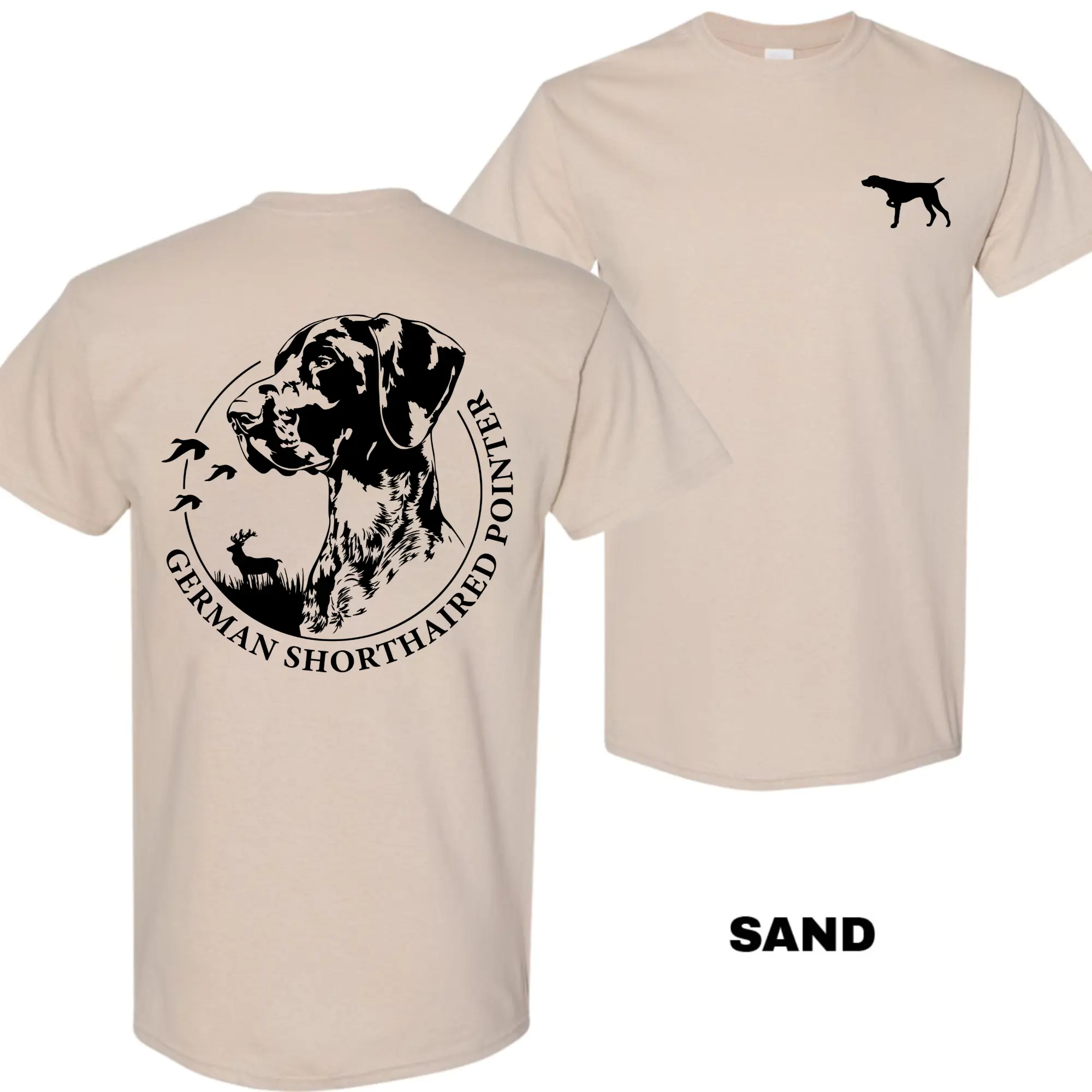GSP Hunting Bird Dog Graphic Tee, Retro German Shorthaired Pointer Shirt, Outdoor Style Casual Wear for Men Women