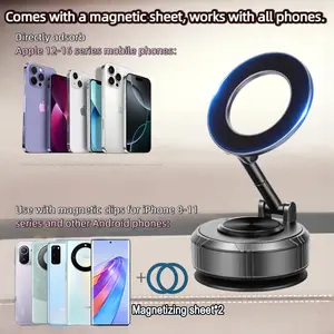 Phone Holder for Car Magnetic Mount/stand/Holder-360° Foldable Car Phone Stand – Strong Suction Cup Magnetic Holder for Dashboard, Windshield & Rearview Mirror, Universal for All Smartphones
