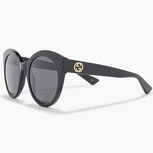 Pre-owned Gucci Acetate Sunglasses with Classic Round Frame and Gold Logo Detail