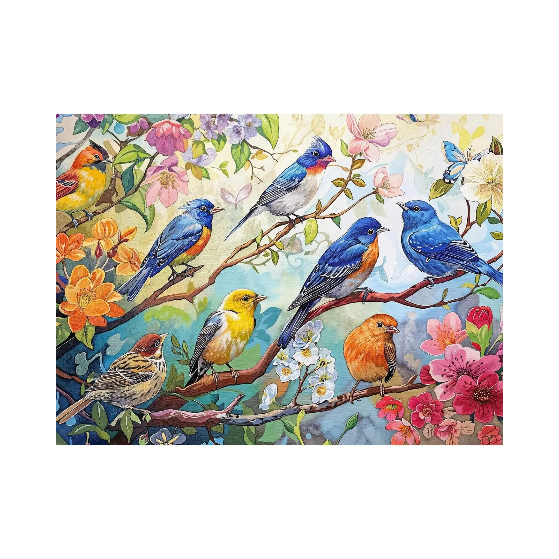 1000-Piece Audubon Art Birds Bloom Jigsaw Puzzle for Adults, Challenging Birdsong Design, Ideal for Game Nights, 1000Pcs Size