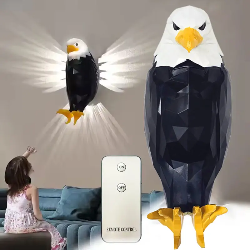 Bald Eagle Wall Light and American Eagle Illuminated Night Light (including remote control), powered by batteries, are creative wall lights suitable for bedrooms, living rooms, corridors, holiday decorations, children's rooms, and home decor