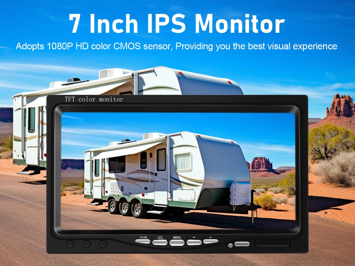 BUTOA-X RV Backup Camera No Delays 7 Inch HD 1080P Rear View Camera with IR Night Vision 2 Channels - IP69 Waterproof Reverse Camera for Truck Trailer Camper Tractor