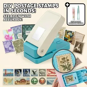 2 Styles Stamp Puncher-Comes with free glue stick and tweezers, Manual Floral Design Paper Hole Puncher, Embosser, Lever-type structure for effortless and durable operation for Hand Books, Photo Albums, Greeting Card Making, Office Supplies and Gifts
