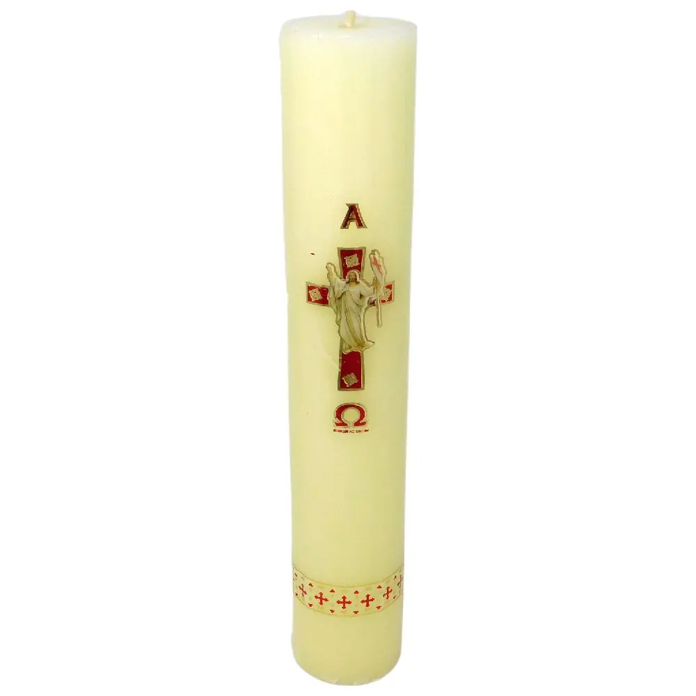 Cirio Pascual 2 Kilo Largo 20"Tall×3"Thick Paschal Candles Vela de Cera Jesucristo Resucitado Candle for Church Devotional