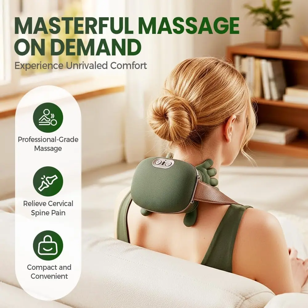 Upgrade Version High-End Professional Lightweight Massage Roller, Suitable for Neck Back Shoulder, Home Office Use, Elegant Design Comfort Experience, Portable Neck Relaxer