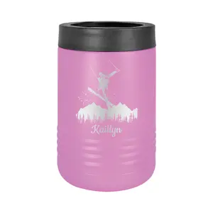 Personalized Ski Can Colster, Skier Can Colster Appreciation Gift Laser Engraved 12 oz. Stainless Steel Can Colster 13 Colors Available