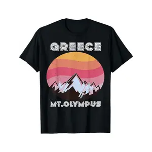 Vintage Greek-style hiking/mountain climbing t-shirt, travel apparel, hiking clothing, retro design, classic print, comfortable fit.