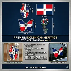 RD Sticker RD - Dominican Republic UV DTF Permanent Sticker Flag Patterns & Unique Designs