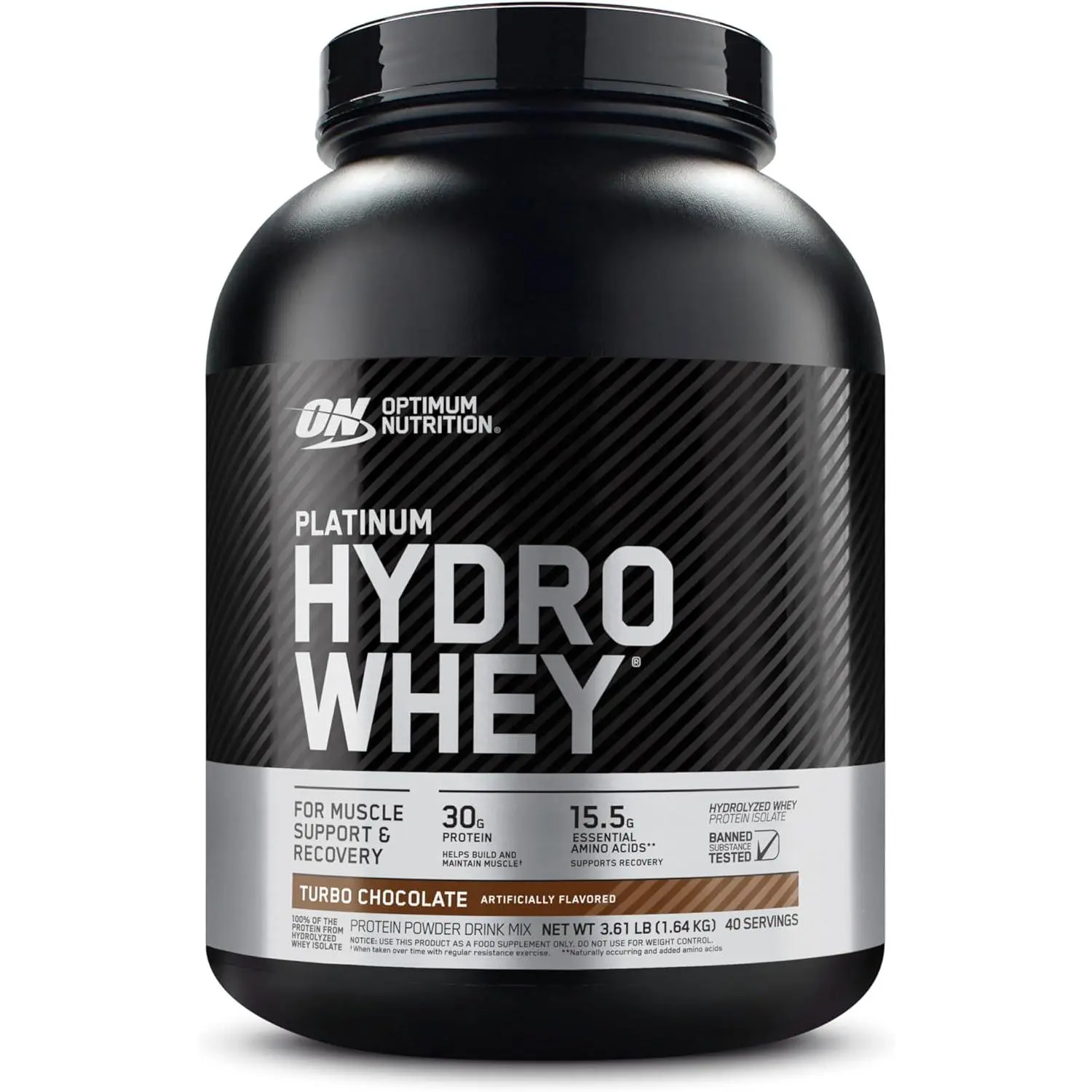 Optimum Nutrition Platinum Hydrowhey Dietary Muscle Supplement, 100% Hydrolyzed Whey Protein Isolate, Amino Support, Vitamin C, Turbo Chocolate Flavor, 40 Servings, 3.61 lbs (Packaging May Vary) for Adults
