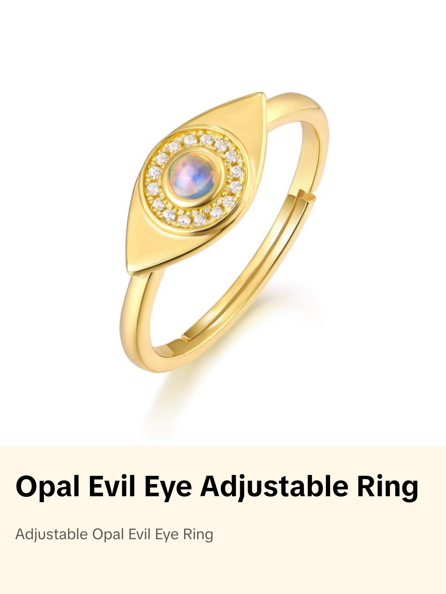 Opal Evil Eye Adjustable Ring