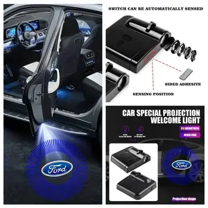 4-Pack Ford Logo LED Car Door Welcome Lights, Fit Ford F-150 & Explorer Models, Peel-and-Stick & No-Drill Non-Destructive Installation